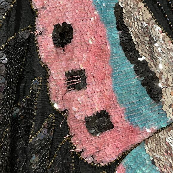 Vintage Chanson D'Amour Sequin Butterly Dolman Sleeve Cropped Top - Picture 8 of 8